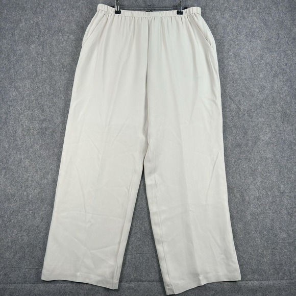 Eileen Fisher Pants - Eileen Fisher Pants Womens Medium White Silk Crepe Wide Leg Pull On Relaxed Fit
